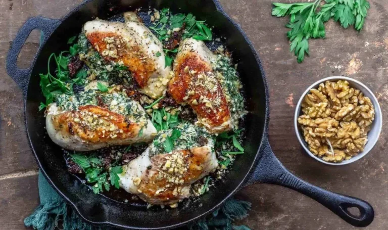 Receita de peito de frango recheado com espinafres e nozes