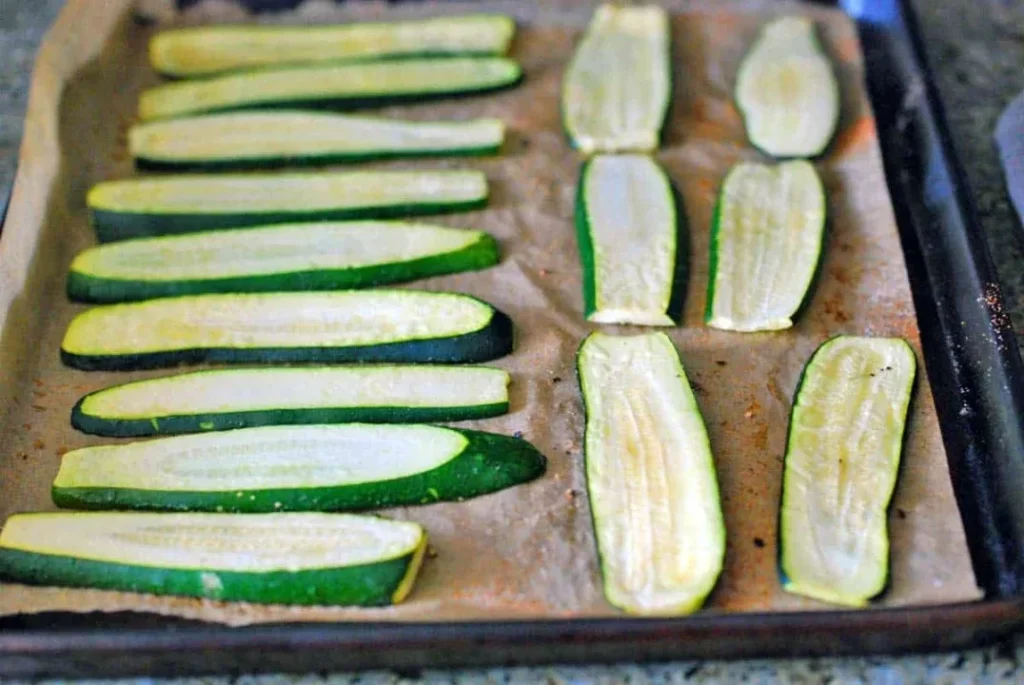 Preparação de curgete no forno