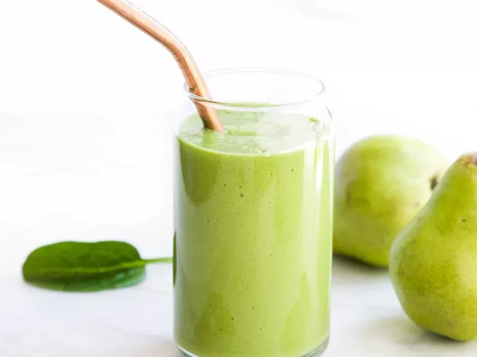 Receita Saudável de Batido Verde de pera e espinafres